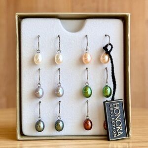 Honora pearl drop earrings - set of 6 pairs